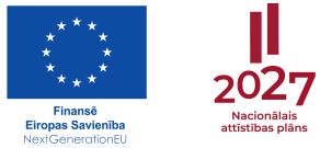 Eiropas Savienības Atveseļošanas un noturības mehānisma, NextGenerationEU un Nacionālā attīstības plāna logo