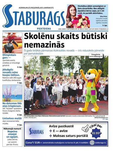 Staburags, 4. septembrī — pirmā lapa